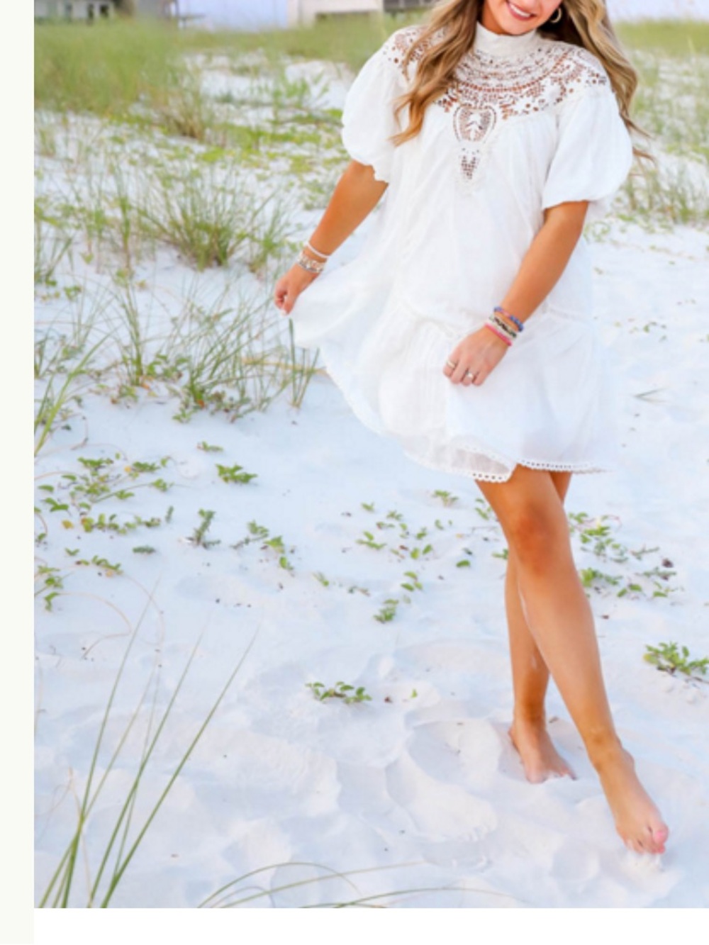 By Anthropologie 🌞 High-Neck Lace Tunic Mini Dress